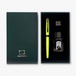 Ручка перьевая с конвертером, перо EF 0,4 мм, набор с черной тушью и значком: зеленая мята