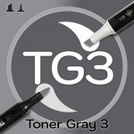 Маркер Sketchmarker BRUSH TG3 Toner Gray 3 (Тонированный серый 3) Два пера: кисть и долото. На спиртовой основе