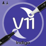 Маркер Sketchmarker BRUSH V11 Indigo (Индиго) Два пера: кисть и долото. На спиртовой основе
