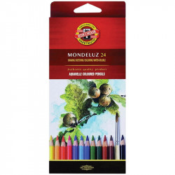 KOH-I-NOOR 3718 (24) Набор высококачественных акварельных цветных карандашей "Mondeluz", 24 цвета, в карт. коробке